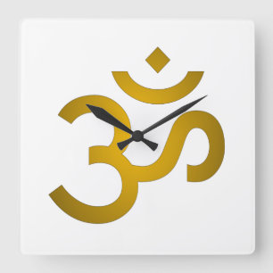Reloj Cuadrado Devanagari om - Blanco