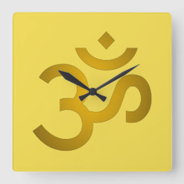 Reloj Cuadrado Devanagari om - Canario