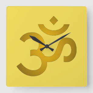 Reloj Cuadrado Devanagari om - Canario