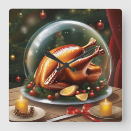 Reloj Cuadrado Día de Acción de Gracias y Navidades turquía bajo