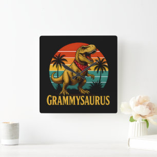 Reloj Cuadrado Día de la Madre Grammysaurus T Rex Dinosaur Grammy