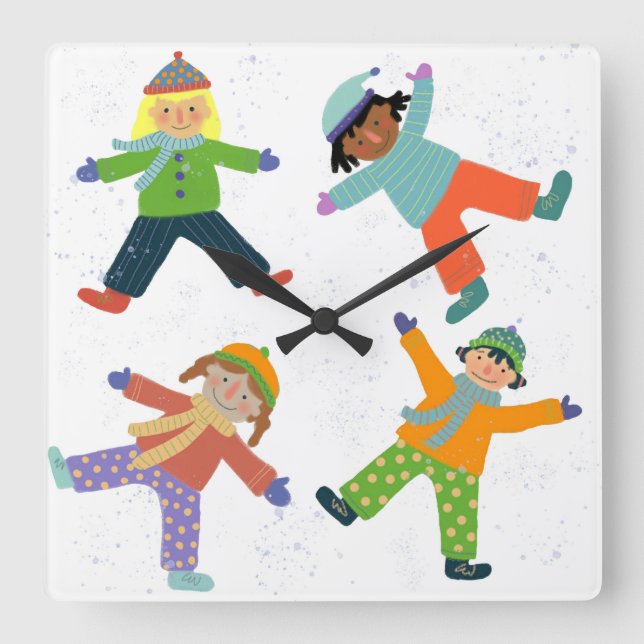 Reloj Cuadrado Día de la nieve (Anverso)