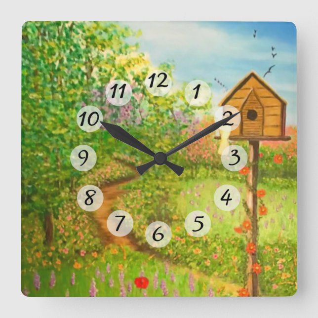 Reloj Cuadrado Día de primavera (Anverso)