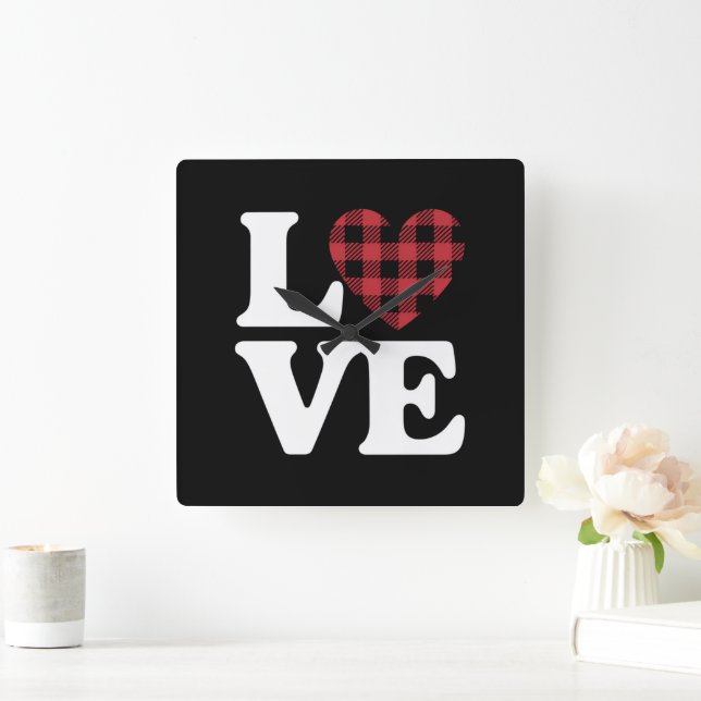 Reloj Cuadrado Día de San Valentín Corazón Cuadros Amor  (Hogar)