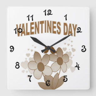 Reloj Cuadrado Día de San Valentín floral