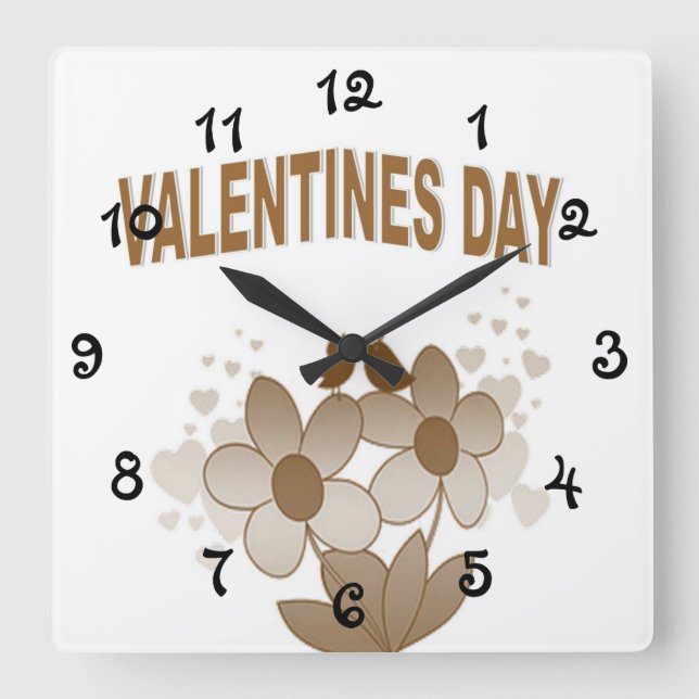Reloj Cuadrado Día de San Valentín floral (Anverso)