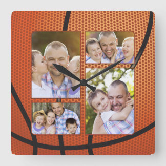 Reloj Cuadrado Día del Padre en el Collage de fotos de Baloncesto