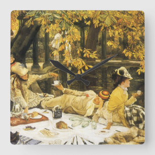 Reloj Cuadrado Día festivo, el picnic de James Tissot, arte victo
