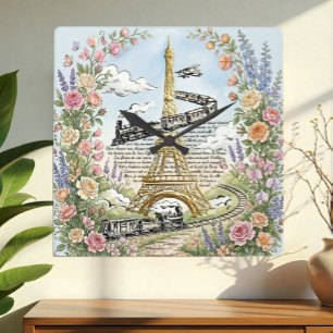 Reloj Cuadrado Día festivo en París Reloj, Torre Eiffel, Arte Fra