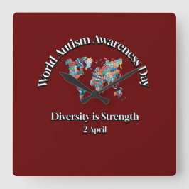 Reloj Cuadrado Día Mundial de Conciencia sobre el Autismo. La div