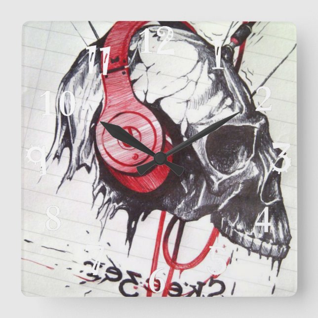 Reloj Cuadrado Día y noche de Halloween (Anverso)