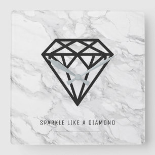 Reloj Cuadrado Diamante con mármol