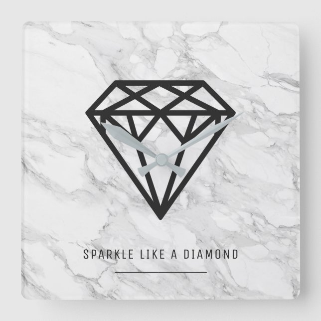 Reloj Cuadrado Diamante con mármol (Anverso)