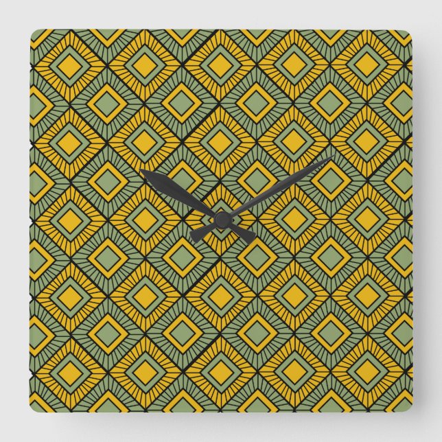 Reloj Cuadrado Diamantes a rayas - Verde (Anverso)