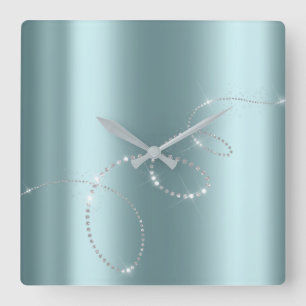 Reloj Cuadrado Diamantes de plata grises del infinito de los