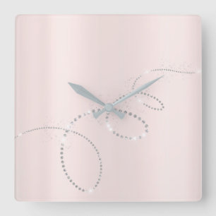 Reloj Cuadrado Diamantes rosados de plata grises del infinito de