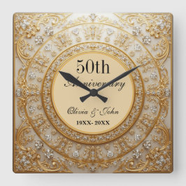 Reloj Cuadrado Diamantes y Oro 50 Aniversario de Boda
