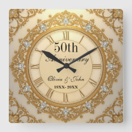 Reloj Cuadrado Diamantes y Oro 50 Aniversario de Boda