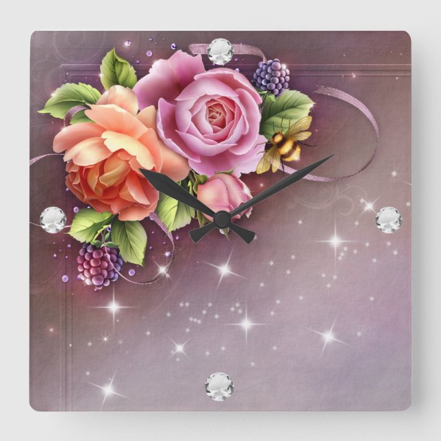 Reloj Cuadrado Diamond Girl #2 Square Wall Clock (Anverso)