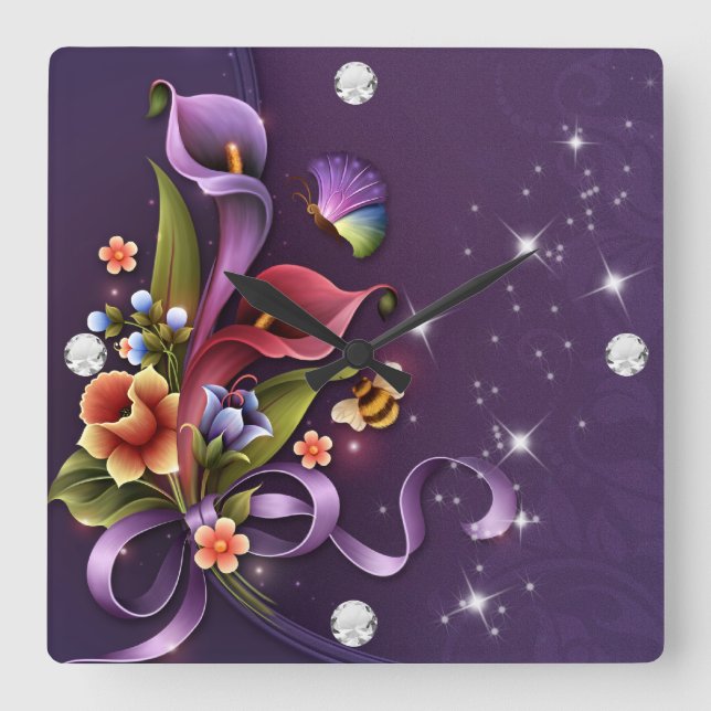 Reloj Cuadrado Diamond Girl #3 Square Wall Clock (Anverso)