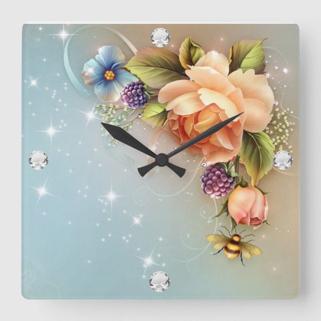 Reloj Cuadrado Diamond Girl #4 Square Wall Clock (Anverso)
