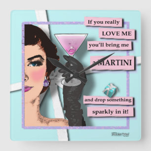 Reloj Cuadrado Diamonds & Martinis Wall Clock