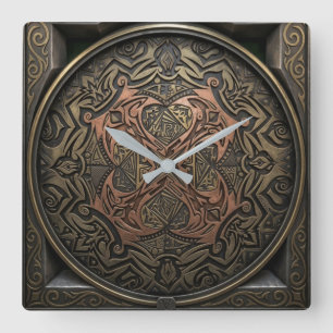 Reloj Cuadrado Dibujado a mano a 3D digital: Intrincado Mandala d
