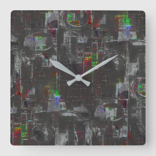 Reloj Cuadrado Dibujo abstracto colorido en noche oscura bajo yut