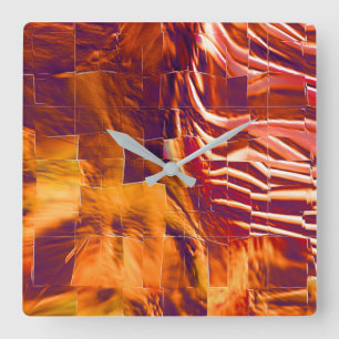Reloj Cuadrado Dibujo abstracto de mosaico de aceite de hierro ro