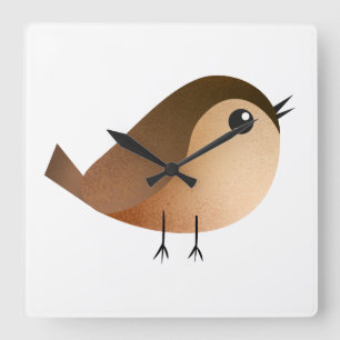 Reloj Cuadrado Dibujo animado de pájaro gorrión
