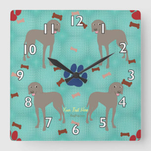 Reloj Cuadrado Dibujo animado Weimaraner