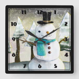Reloj Cuadrado Dibujo de extravagante Navidades de invierno de Sn