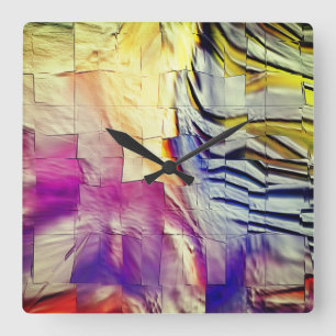 Reloj Cuadrado Dibujo de mosaico abstracto ligeramente tallado y 