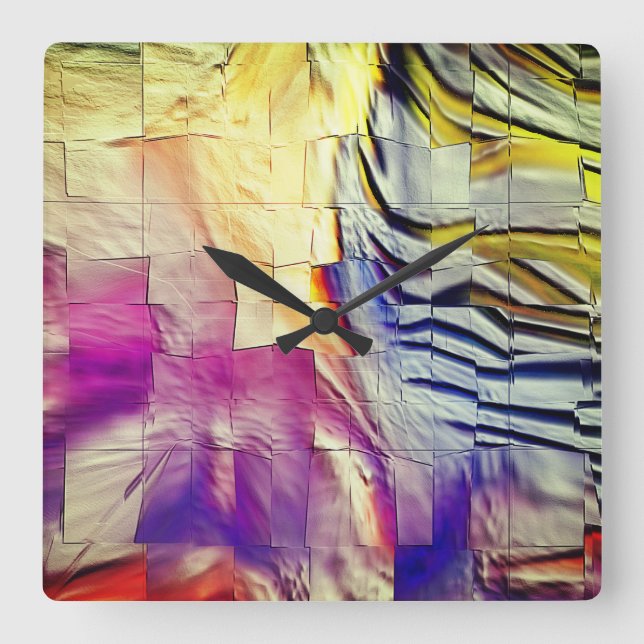 Reloj Cuadrado Dibujo de mosaico abstracto ligeramente tallado y  (Anverso)