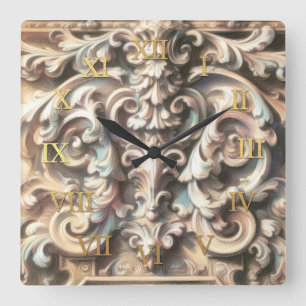 Reloj Cuadrado Dibujo pastel de la piedra orgánica de la arquitec