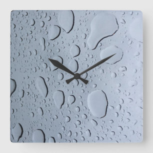 Reloj Cuadrado Dibujos abstractos de gris gris en gotas de agua