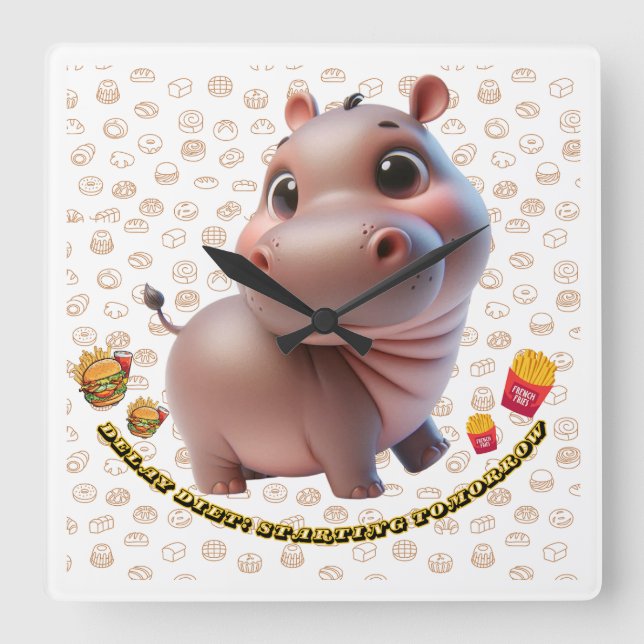 Reloj Cuadrado Dieta retardada: Comenzando Mañana (Anverso)