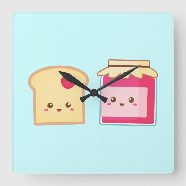 Reloj Cuadrado Difunde el amor con tostada y mermelada (Anverso)
