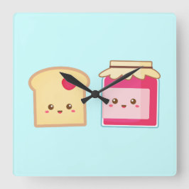 Reloj Cuadrado Difunde el amor con Tostada y Mermelada Monas