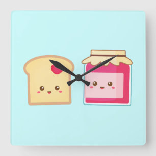 Reloj Cuadrado Difunde el amor con Tostada y Mermelada Monas