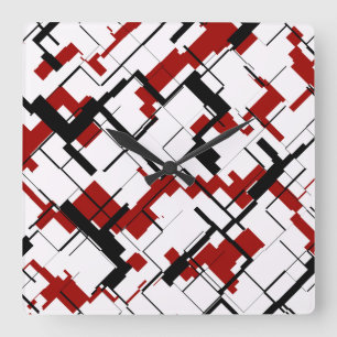 Reloj Cuadrado Digital Camo Black White Red Pattern