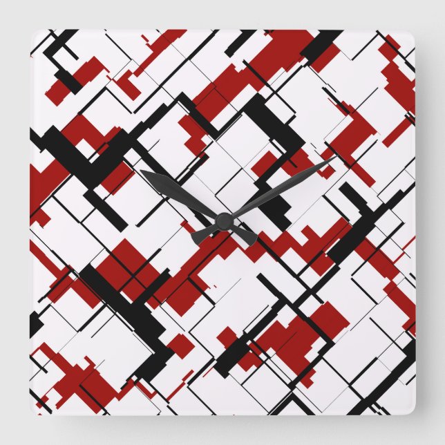 Reloj Cuadrado Digital Camo Black White Red Pattern (Anverso)