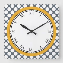 Reloj Cuadrado Dígitos romanos de polka de color blanco en cualqu