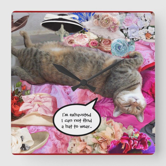 Reloj Cuadrado Dilema del gato de la princesa Tatus (Anverso)