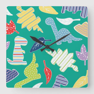 Reloj Cuadrado ¡Dinomite! Verde colorido lindo del modelo del