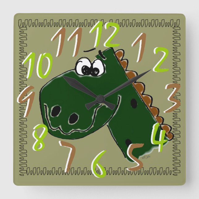 Reloj Cuadrado Dinosaur (Anverso)