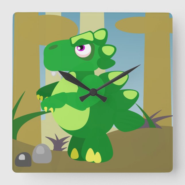 Reloj Cuadrado Dinosaurio (Anverso)