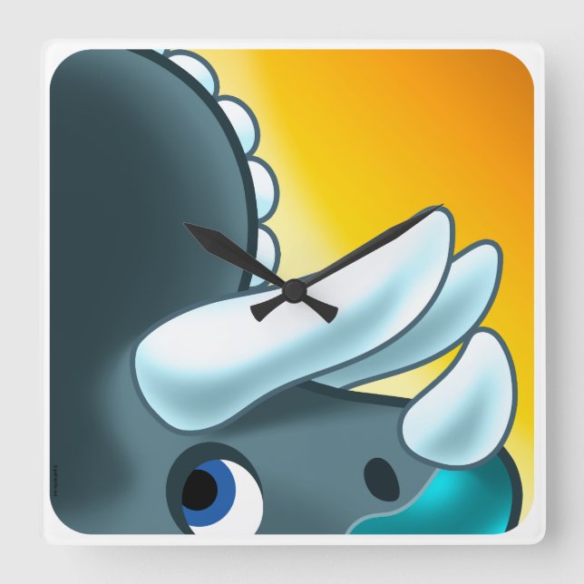 Reloj Cuadrado DINOSAURIO DE PIEDRA MISTERIOSO de Jeff Willis Art (Anverso)