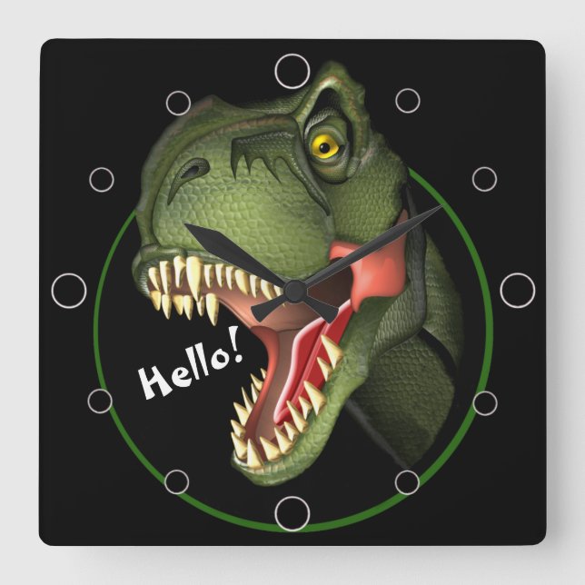 Reloj Cuadrado Dinosaurio T-Rex de miedo (Anverso)