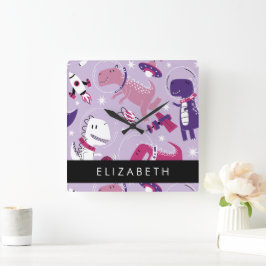 Reloj Cuadrado Dinosaurios Espaciales, Dinosaurios Cutos, Estrell